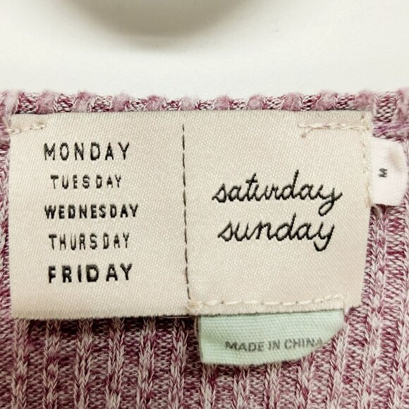 Saturday / Sunday Anthropologie Womens V-Neck Tie-Front Knit Sweater Medium pink - Picture 2 of 12